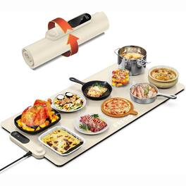 FEPPO - Food Warming Mat, 35"x16" Food Warmers for Parties Buffet, Fast Full-Surface Heating, 19 Temp Levels, 6H Timer - White