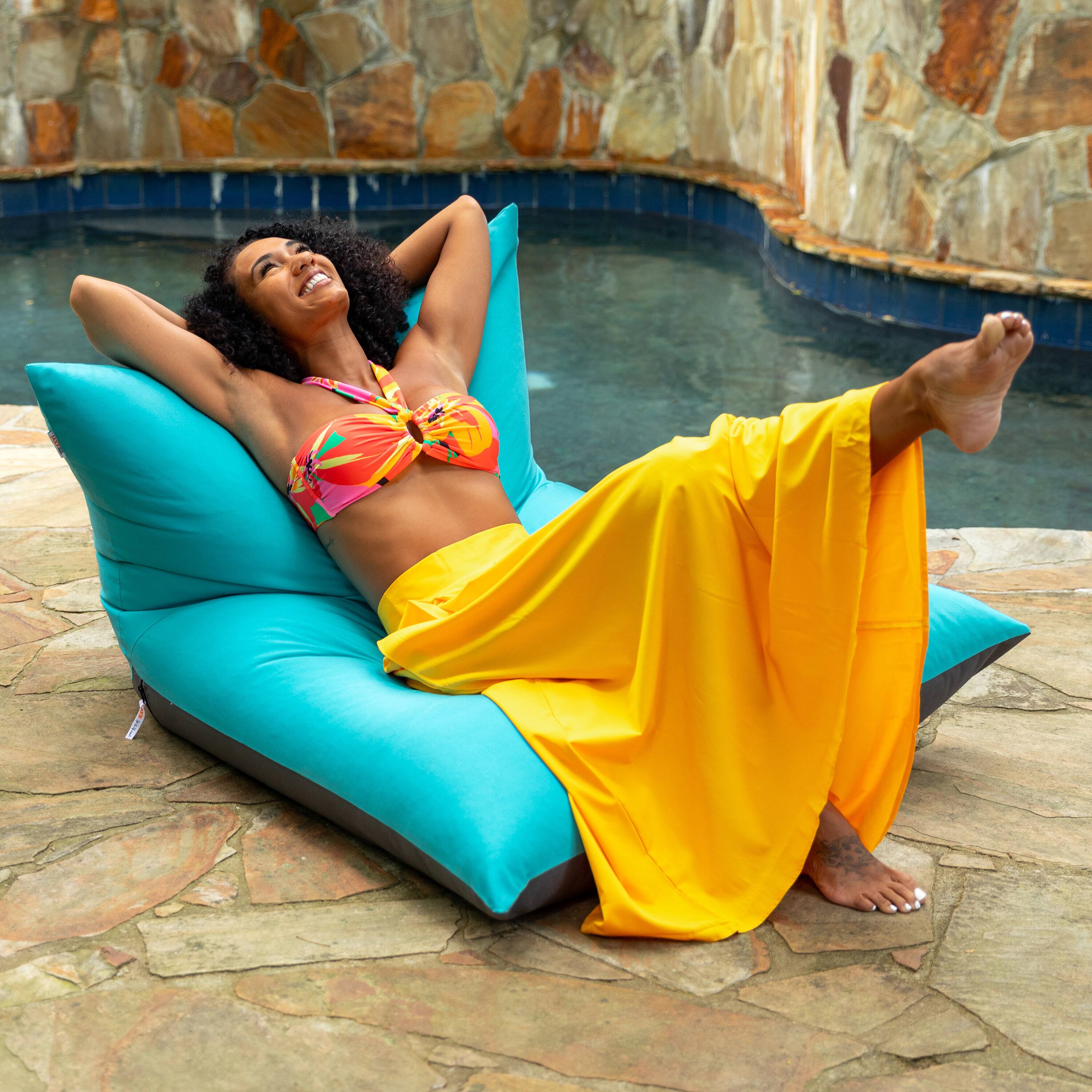 Angle. Jaxx - Jaxx Finster Outdoor Bean Bag Lounge Chair - Sunbrella Cancun - Sunbrella Cancun.