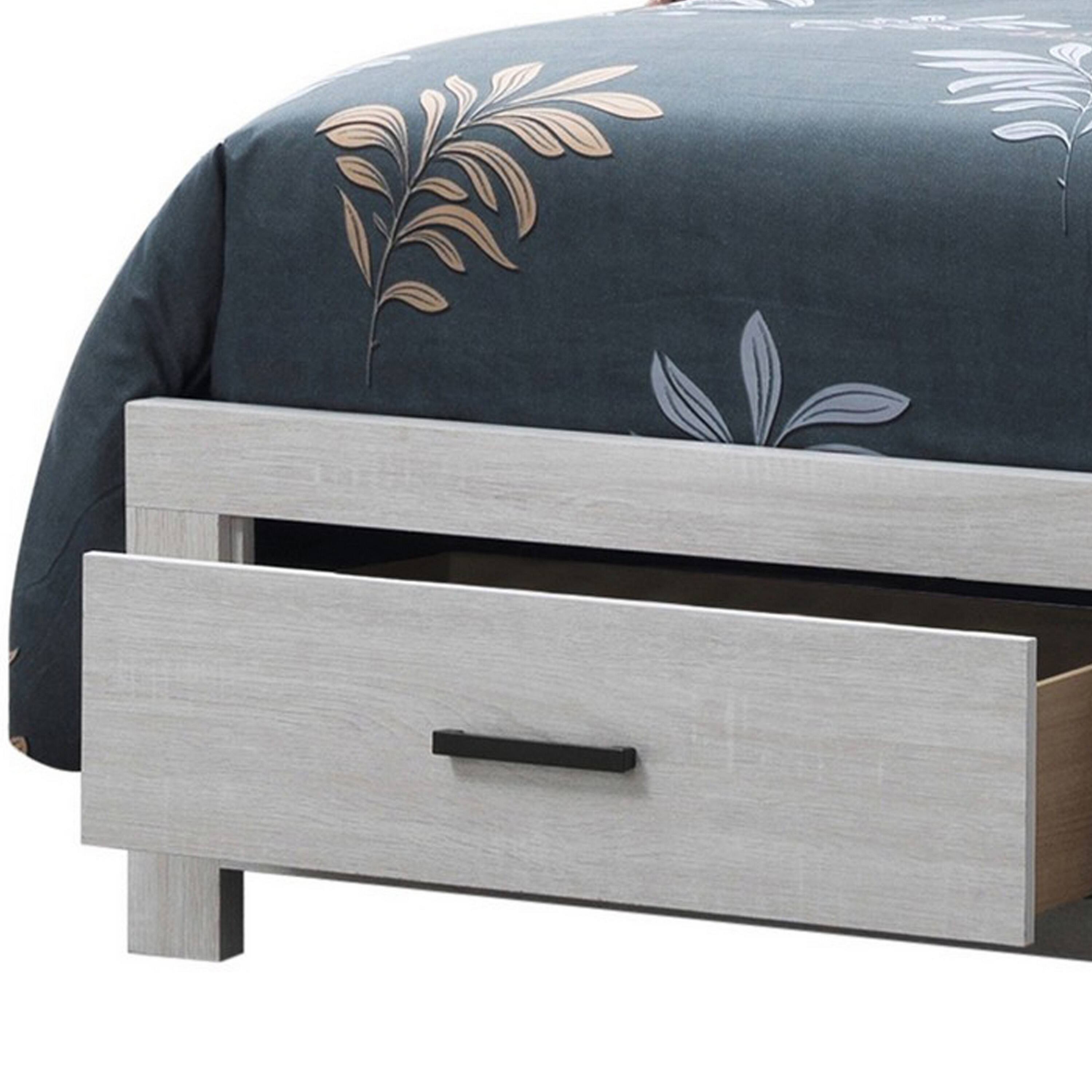 Alt View 3. Manhattan Lane - Ach Wood King Storage Bed with 2 Drawers, Plank Style Headboard - White.