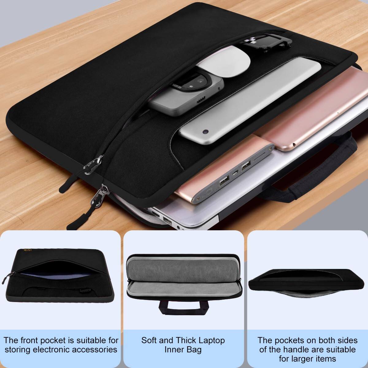 The front pocket is suitable for storing electronic accessories.

Soft and Thick Laptop Inner Bag.

The pockets on both sides of the handle are suitable for larger items.