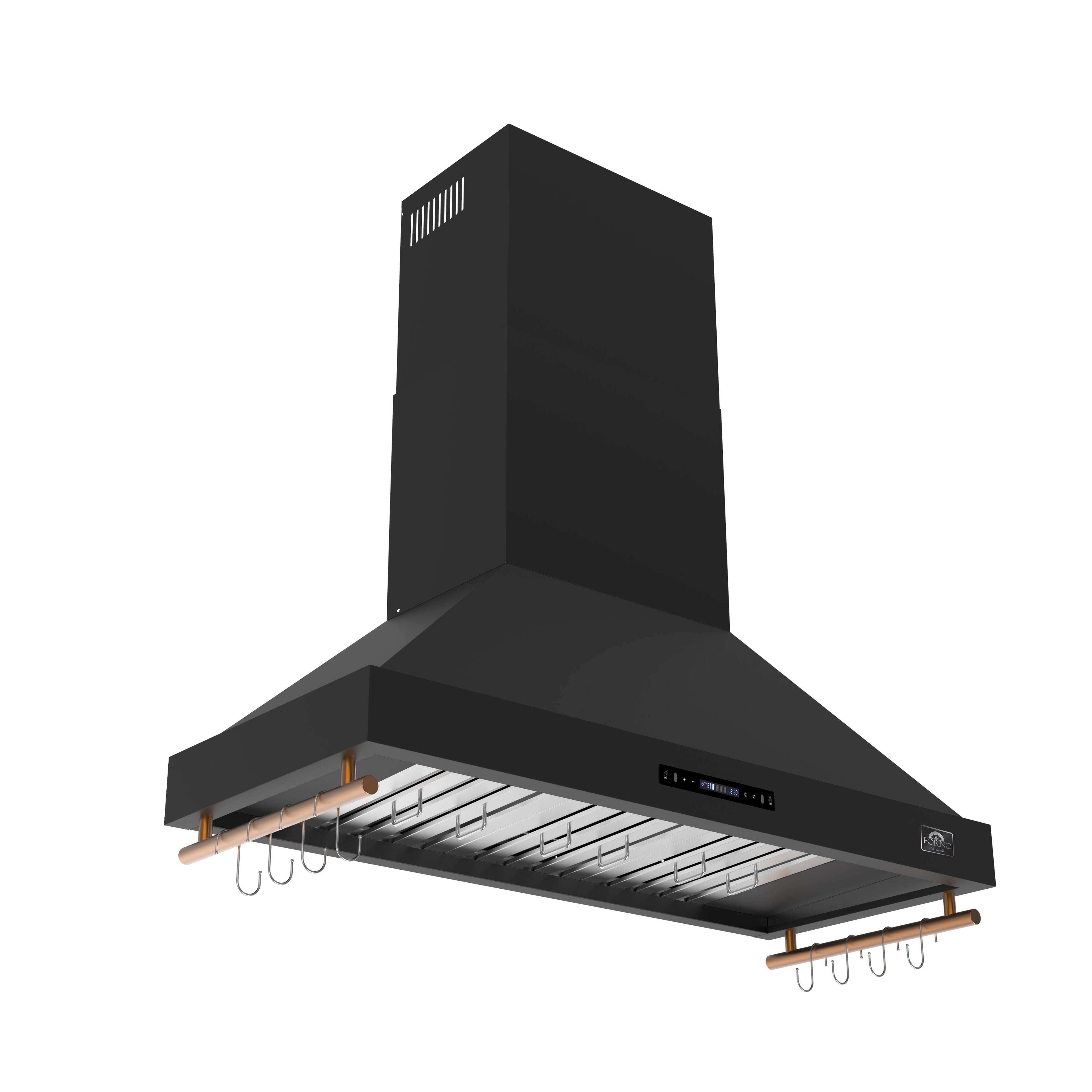 Left. Forno Appliances - Venezia 48 in. Wall-Mounted Externally Vented Range Hood - Black.