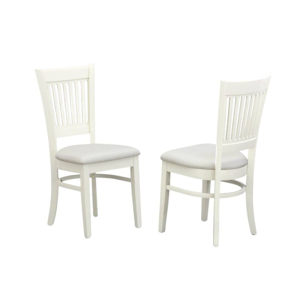Left. FurniFact - Linen White Dining Chair - Brown.