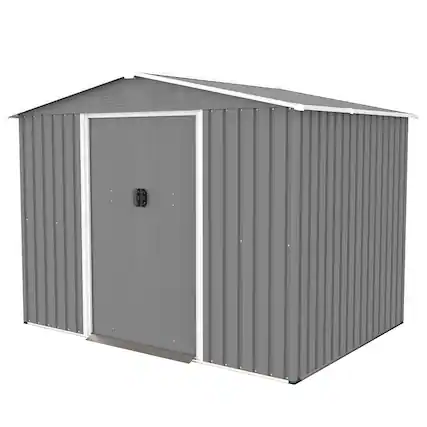 Front. Mondawe - 8x6 FT Outdoor Tool Storage Shed with Metal Foundation & Lockable Doors - Gray.