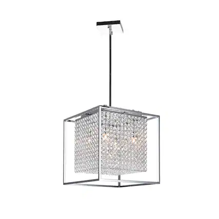 Front. CWI Lighting - Cube 5 Light Chandelier With Chrome Finish - Chrome.