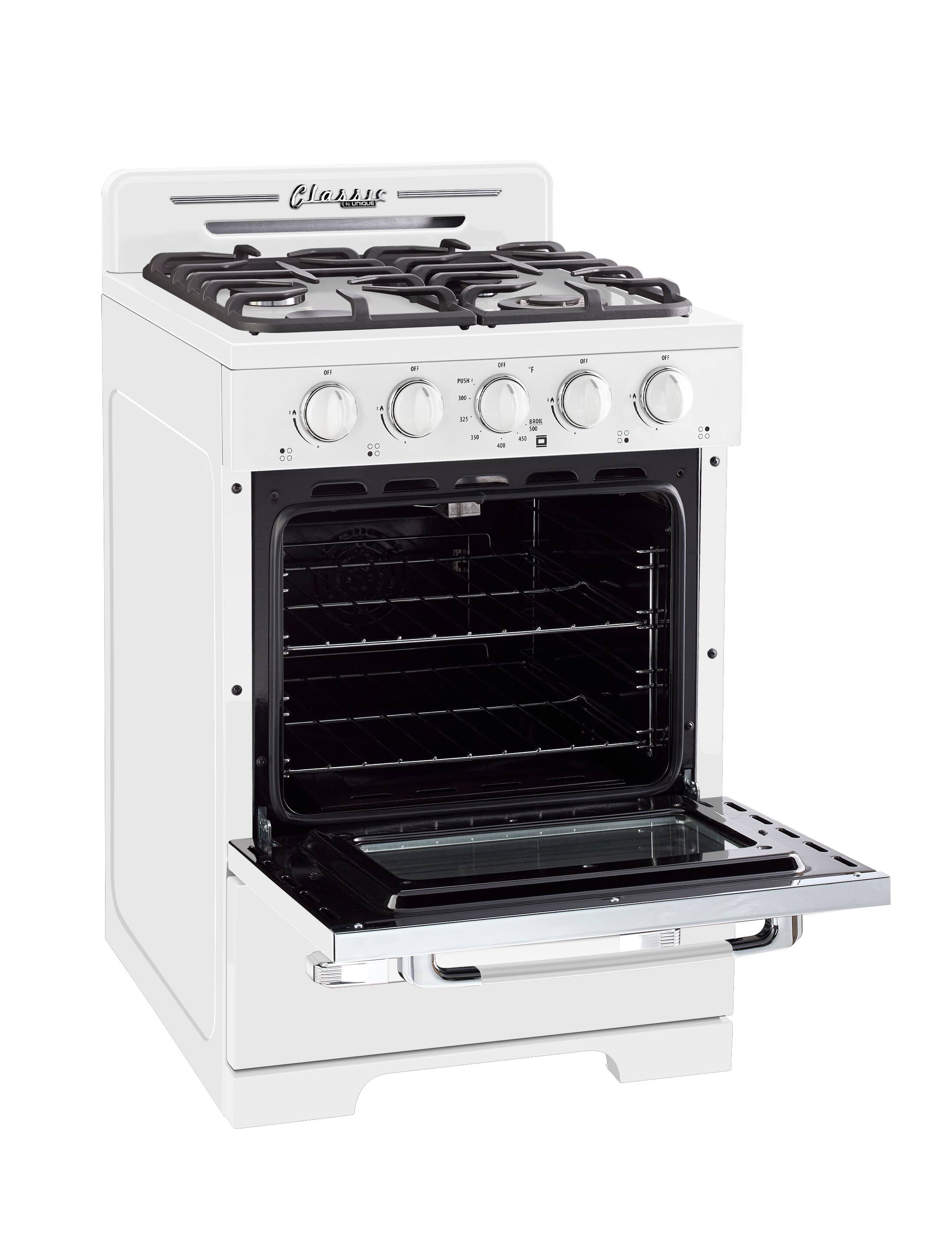 Alt View 2. Unique Appliances - Classic Retro 2.9 Cu. Ft. Propane Range w/ Battery Ignition - Marshmallow White.