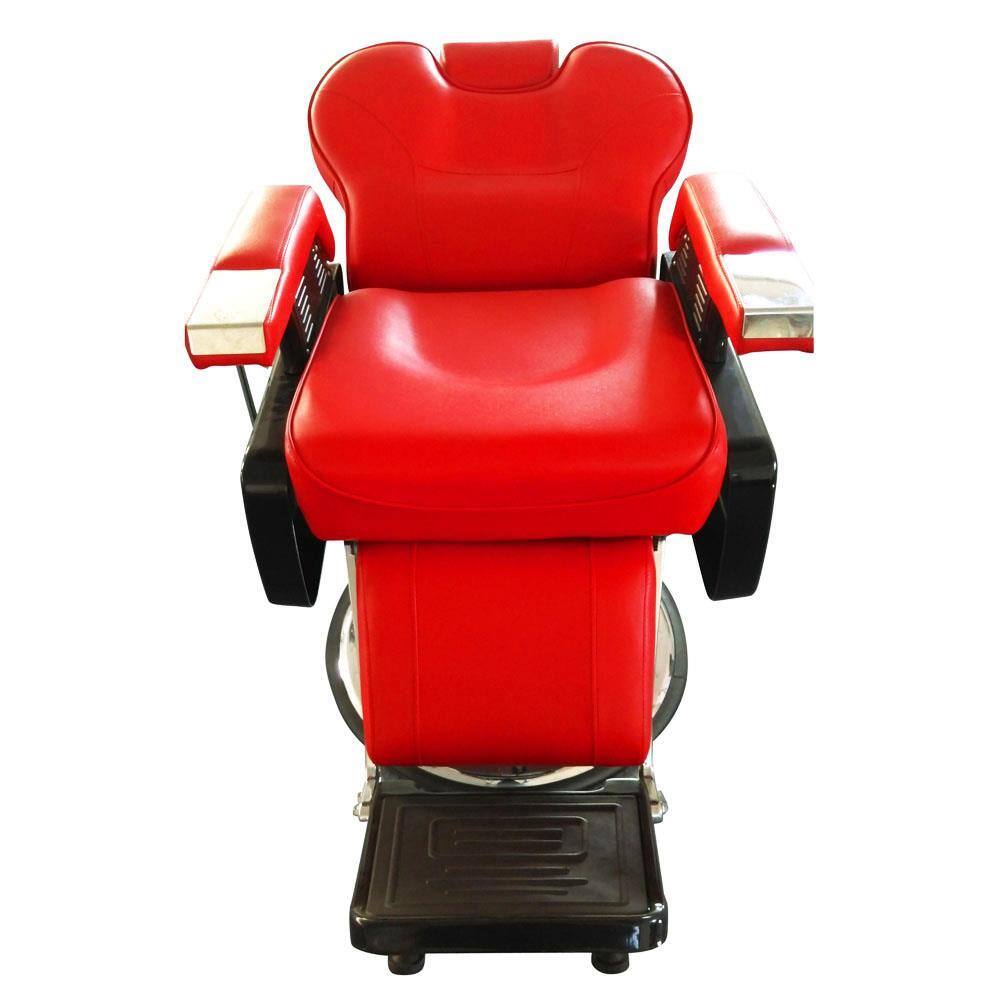 Angle. Winado - Heavy Duty Hydraulic Recline Barber Chair Barbershop Equipment with Adjustable Headrest & Footrest for Beauty Salon Spa - Red.