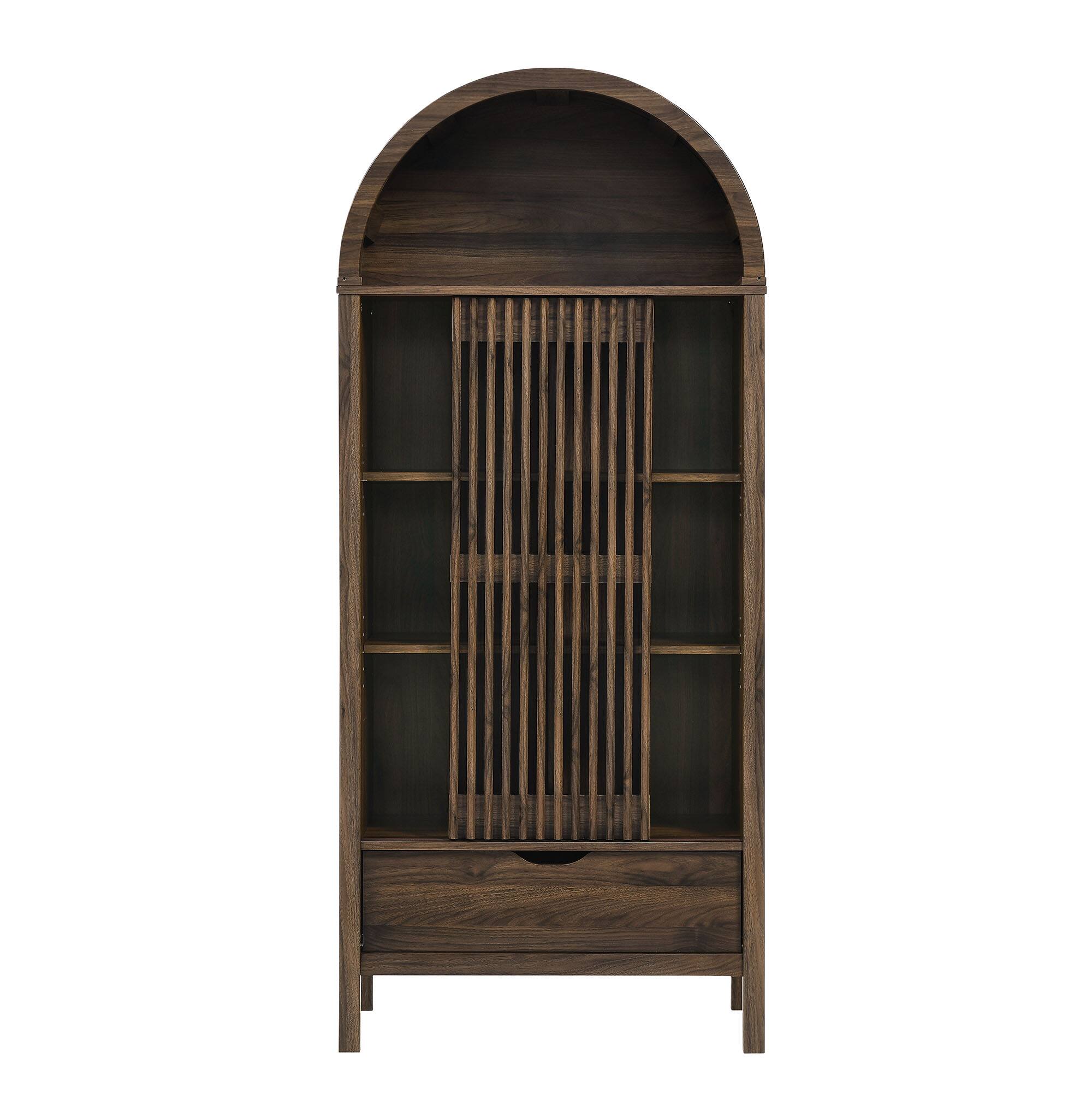 Alt View 4. Modway - Vaughn 71" Arched Storage Display Cabinet by Modway - Walnut.