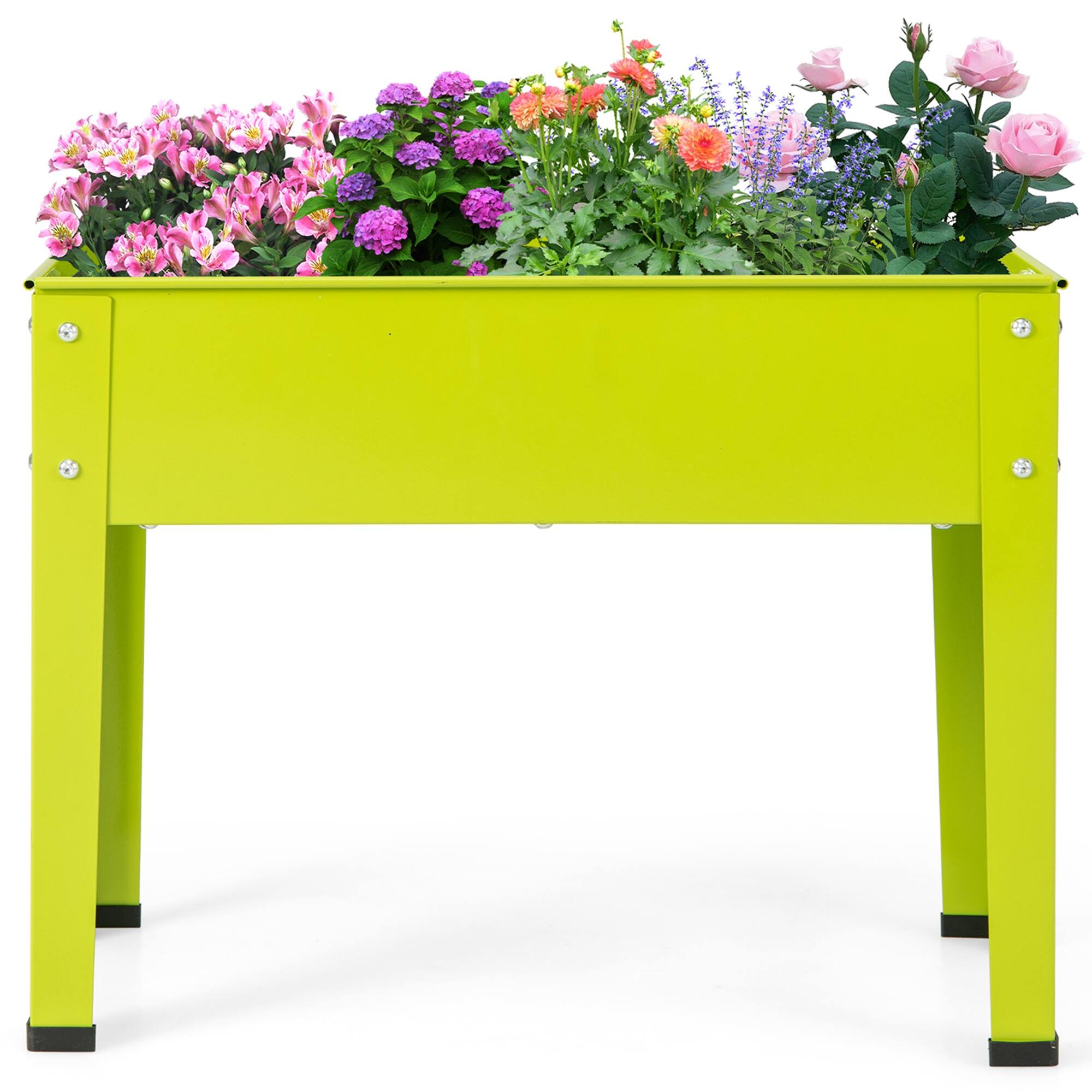 Alt View 1. Costway - 24" Raised Garden Bed with Legs Metal Elevated Planter Box Drainage Hole Backyard - Green.