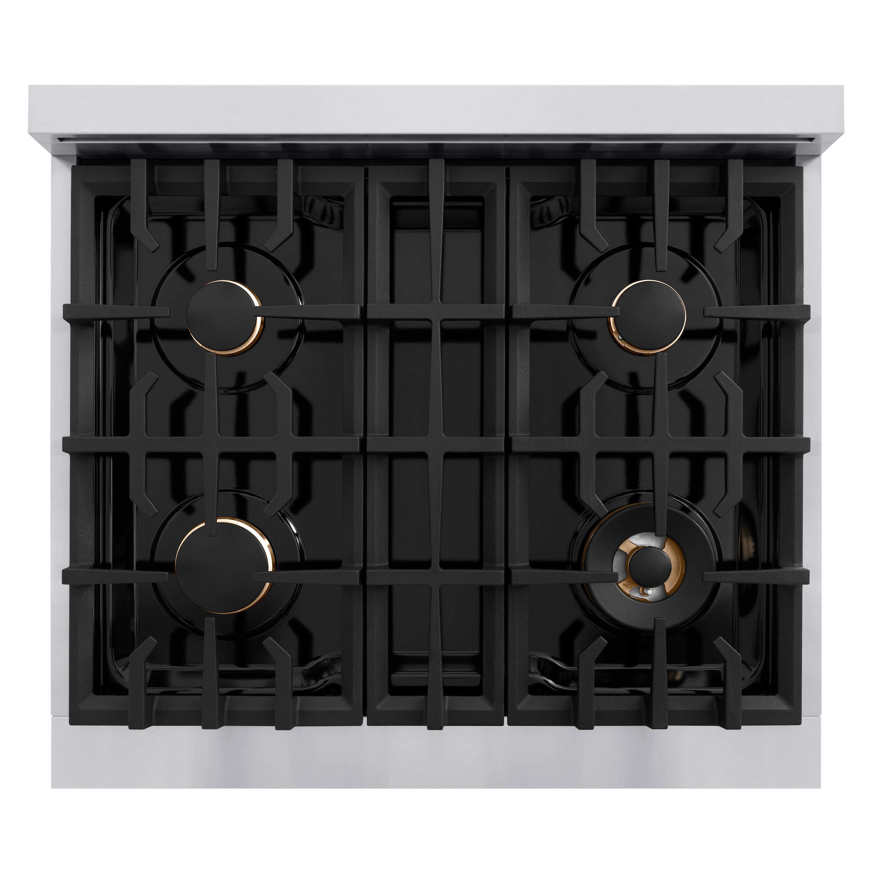 Alt View 6. ZLINE - ZLINE Autograph 30 in. Classic Rangetop w/ 4 Burners in Stainless Steel & Matte Black Accents - Stainless Steel.