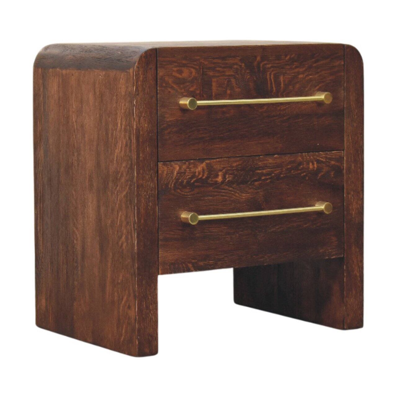 Angle. Artisan Furniture - Artisan Furniture Solid Wood Copenhagen 2-Drawer Nightstand in Smoked Oak - Brown.