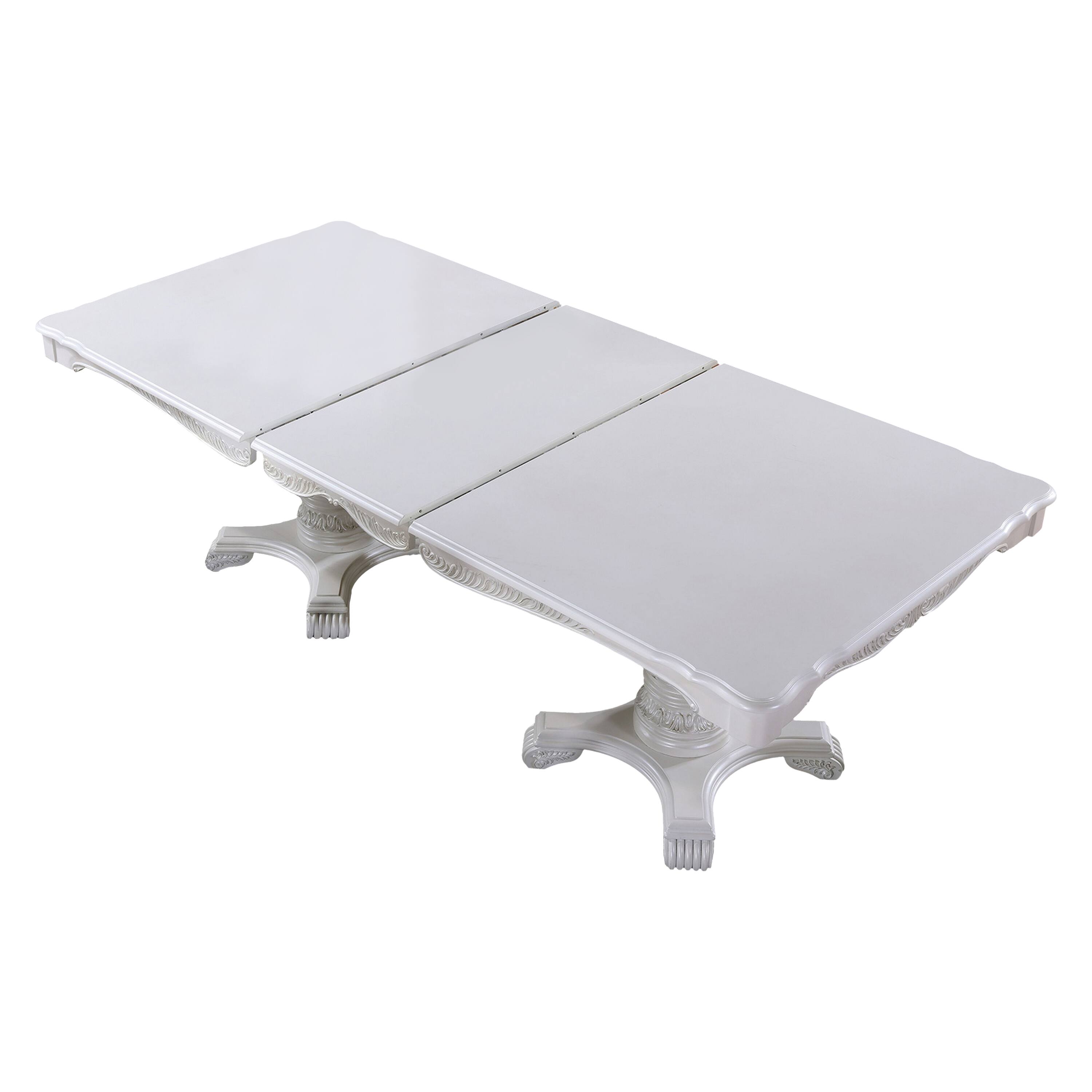 Alt View 1. Manhattan Lane - Zenie Dining Table, Extension Leaf, 77-95 Inch, Classic White Solid Wood - White.