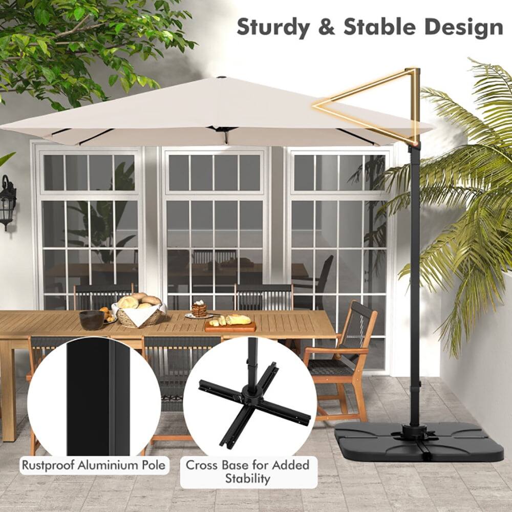 Sturdy & Stable Design  
Rustproof Aluminium Pole  
Cross Base for Added Stability