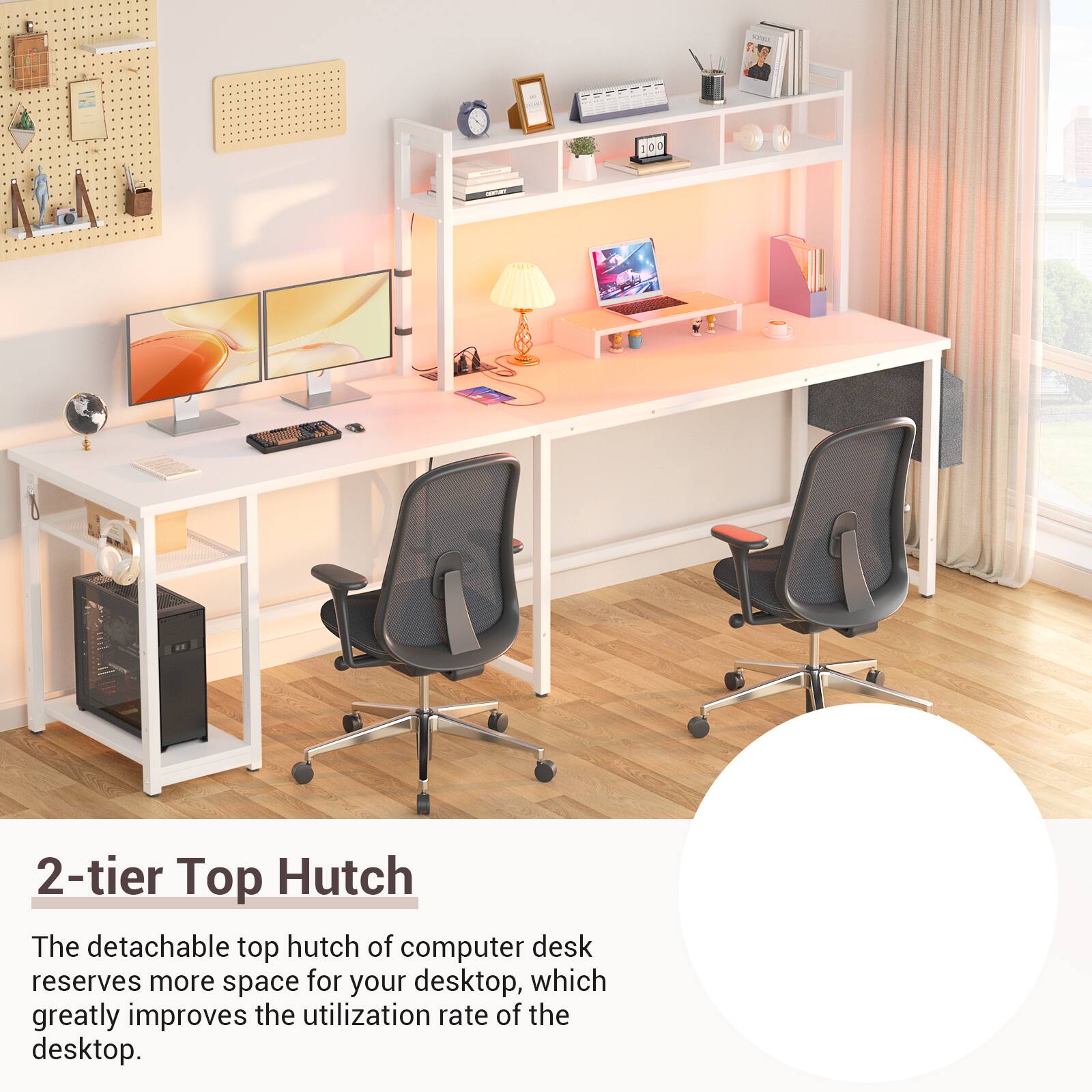 2-tier Top Hutch

The detachable top hutch of computer desk reserves more space for your desktop, which greatly improves the utilization rate of the desktop.