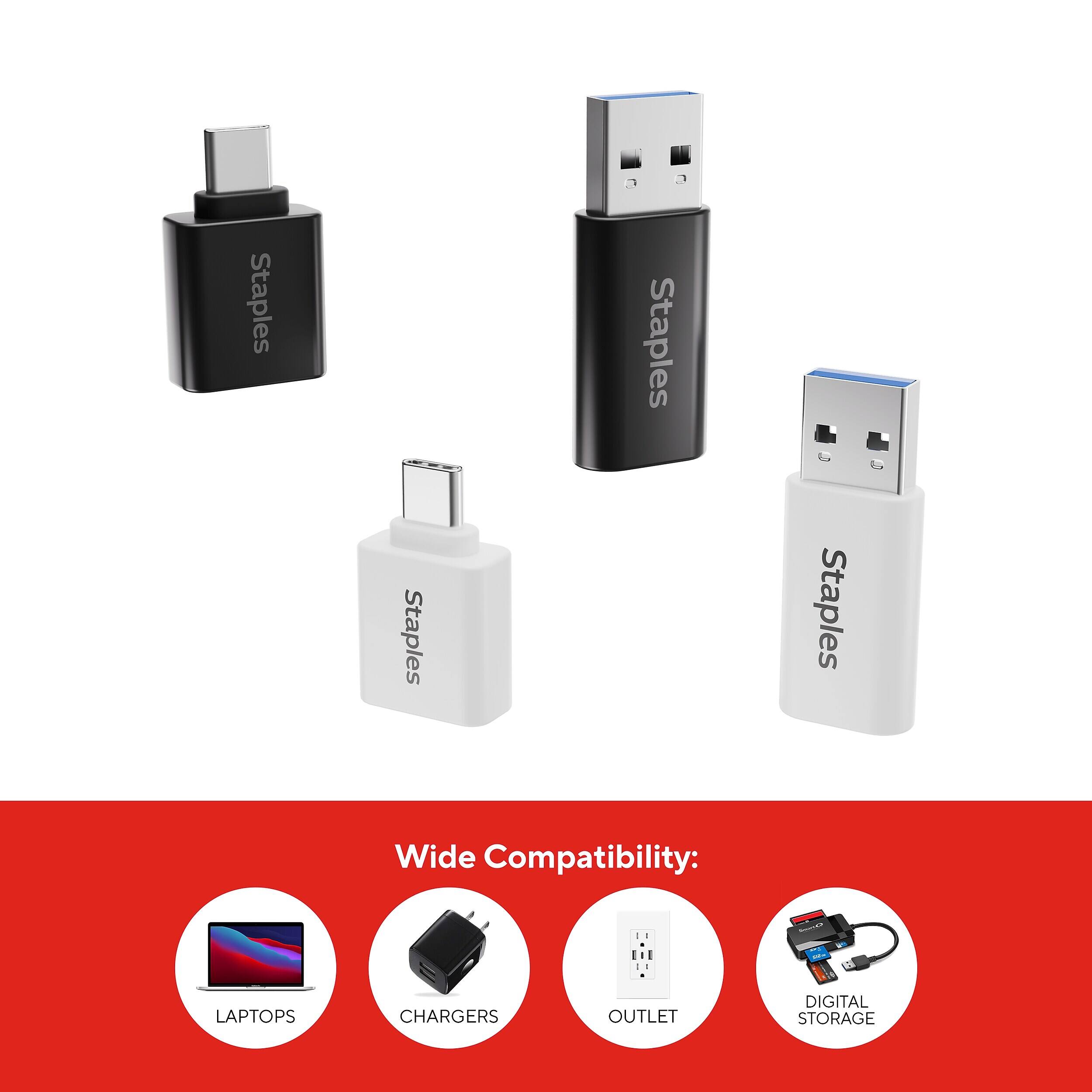 Staples  
Staples  
Staples  
Staples  

Wide Compatibility:  
LAPTOPS  
CHARGERS  
OUTLET  
DIGITAL STORAGE