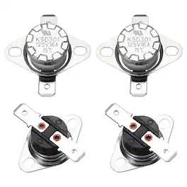 Unique Bargains - 4pcs KSD301 Thermostat 75°C/167°F 16A Normally Closed N.C Adjust Snap Disc Temperature Switch Bakelite - Silver