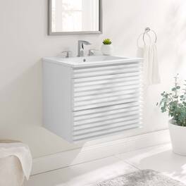 Modway - Render Wall-Mount Bathroom Vanity with White Basin Included - White White