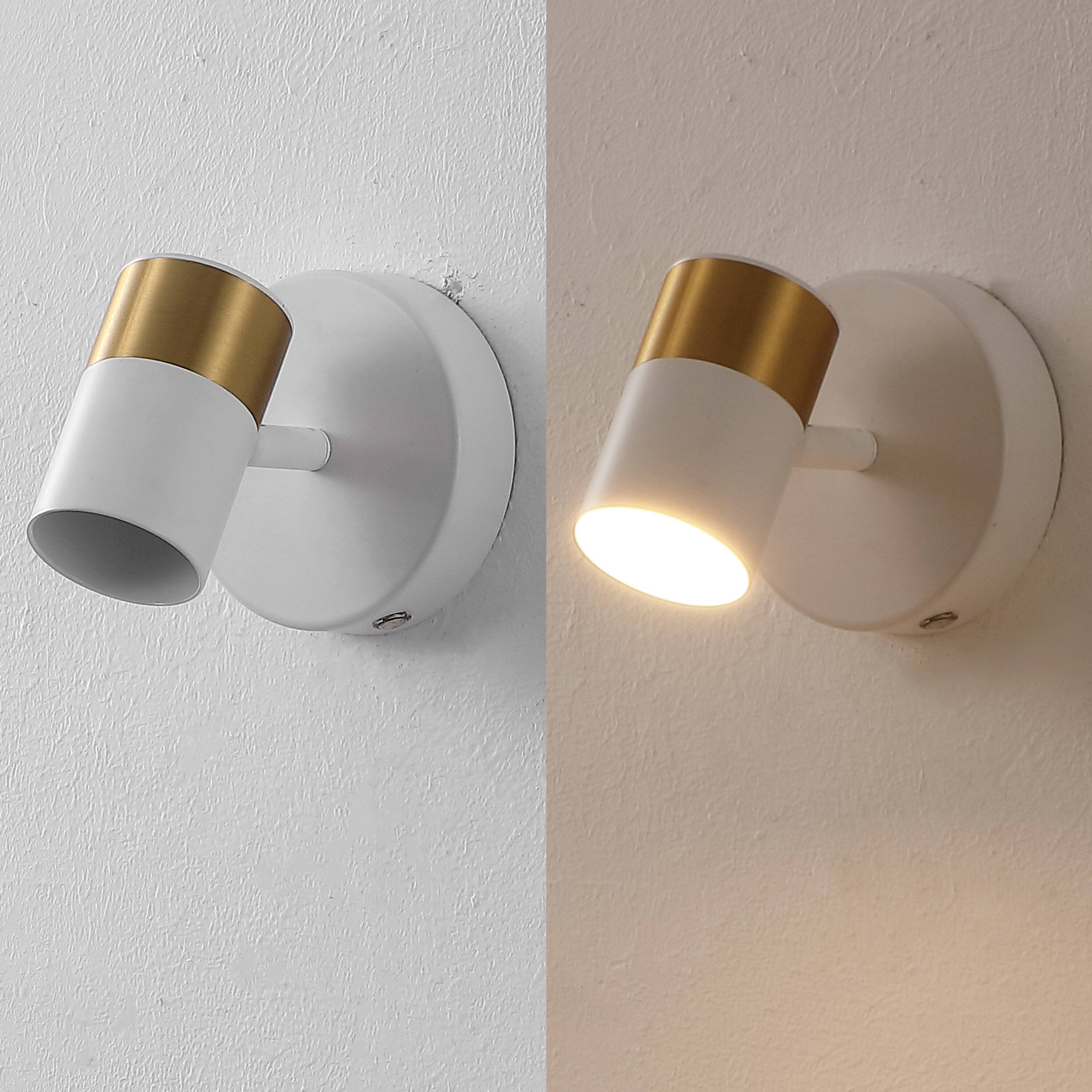 Alt View 4. Jonathan Y - Paola 6" 1-Light Adjustable Head Integrated Dimmable LED Rechargeable Spotlight with Touch Sensor, White/Brass Gold - White/Brass Gold.
