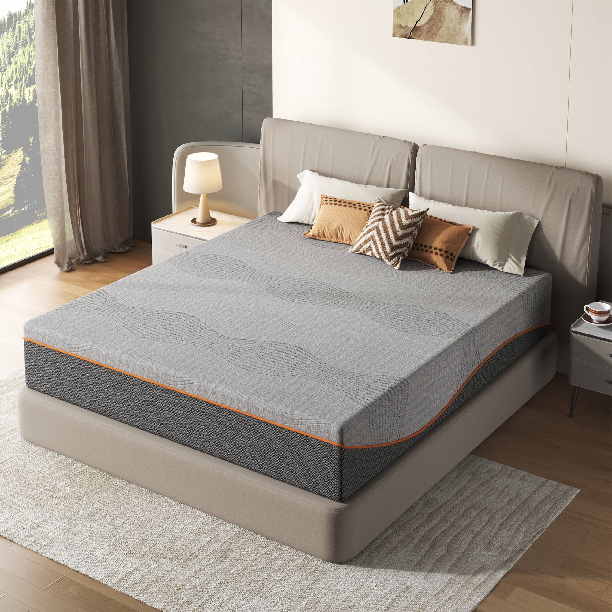 Alt View 9. Ecooso - King 14" Gel Memory Foam Mattress in a Box, Medium Firm, Cooling, Pressure Relief, Fiberglass-Free, CertiPUR-US - Grey.