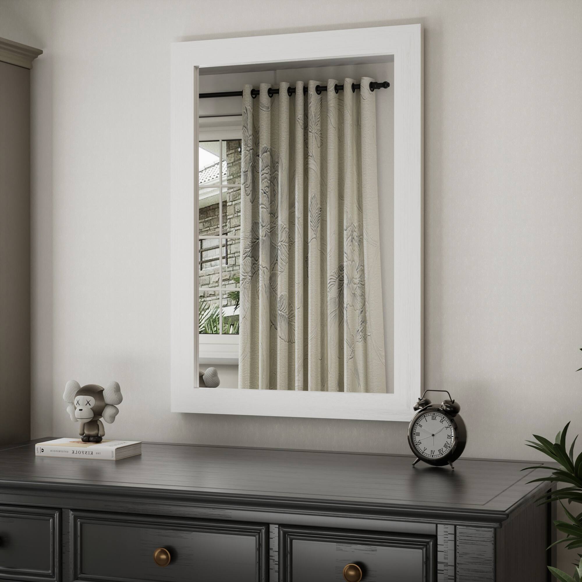 Alt View 6. PAIHOME - Rectangular Wall Mirror Waterproof Wood Frame Bathroom Mirror Modern Farmhouse Style Bedroom Living Room Decor - White - 18"x26".