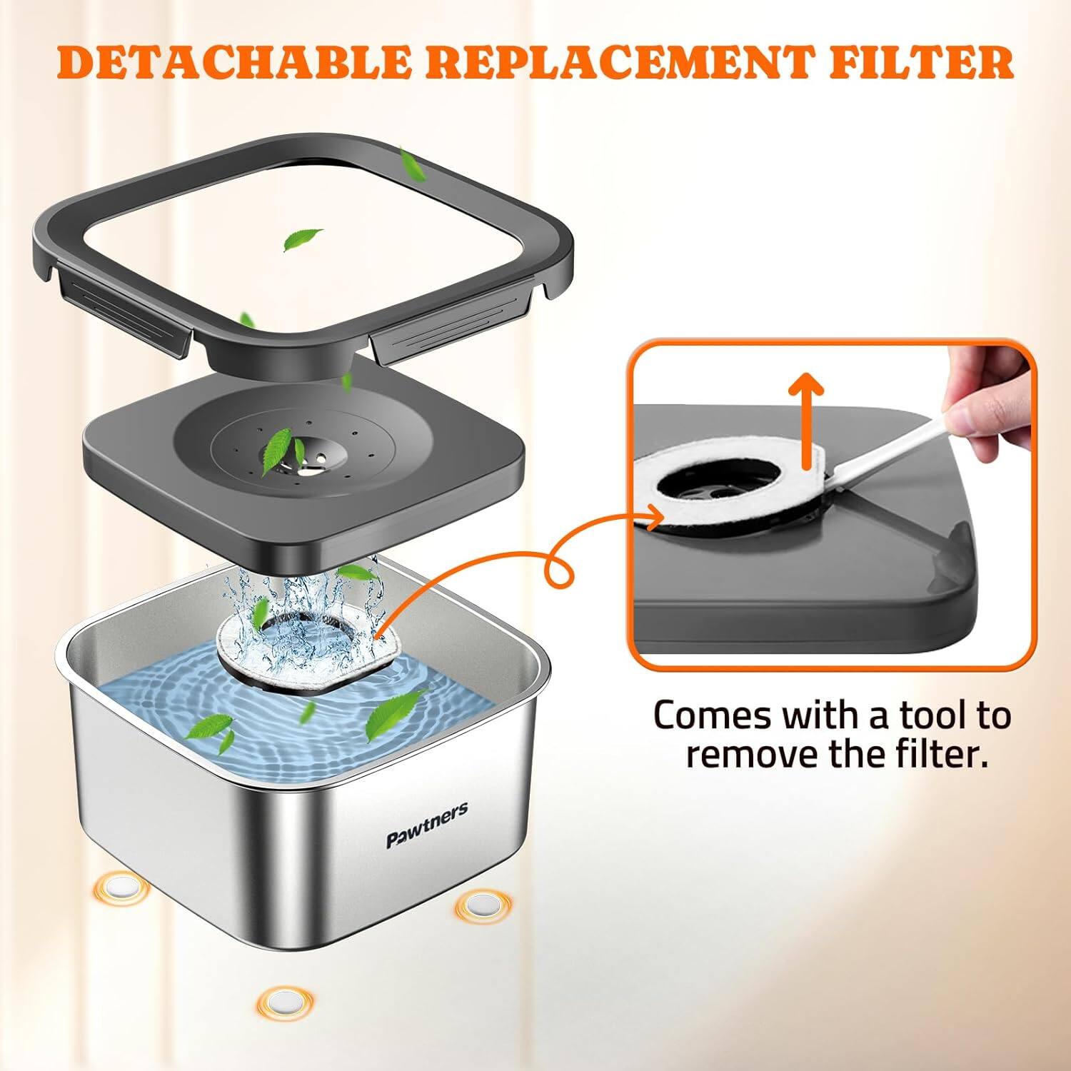 DETACHABLE REPLACEMENT FILTER

Comes with a tool to remove the filter.