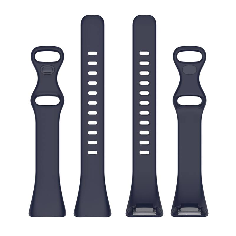 Left. StrapsCo - Slim Active Band Silicone Rubber Watch Strap For Fitbit Charge 6 - Dark Blue.