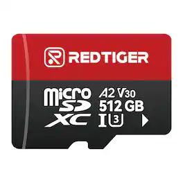 REDTIGER - 512GB Micro SD Card for Dash Cam, w/Adapter, microSDXC UHS-I Class 10, U3, V30 A2, Support for 4K Video Recording Brand