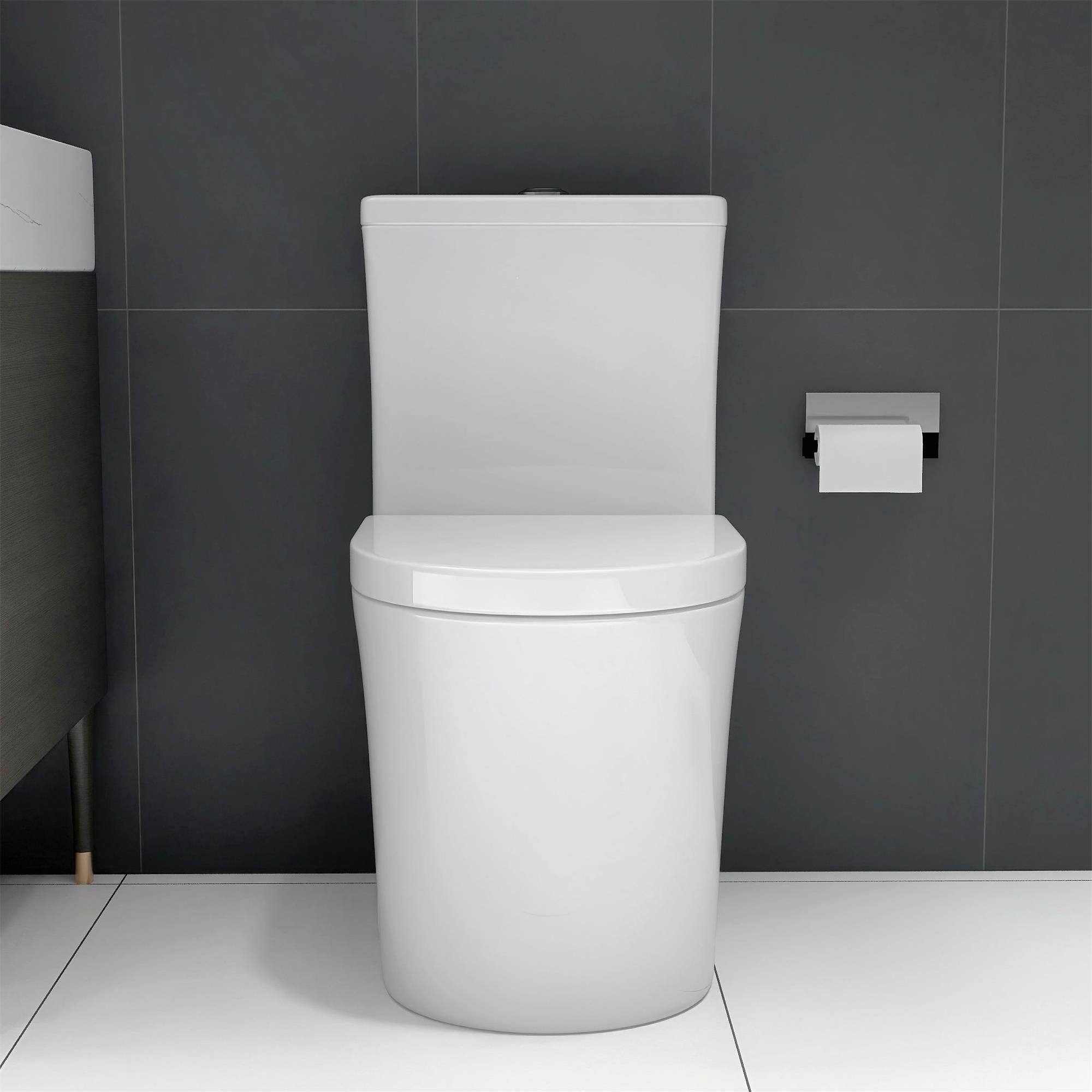 Alt View 1. Boyel Living - Small Compact One Piece Dual Flush Toilet 23 inch Short Depth White for Tiny Bathroom - White.