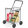 Costway - Folding Shopping Cart Utility Trolley Portable For Grocery Laundry Travel - Black