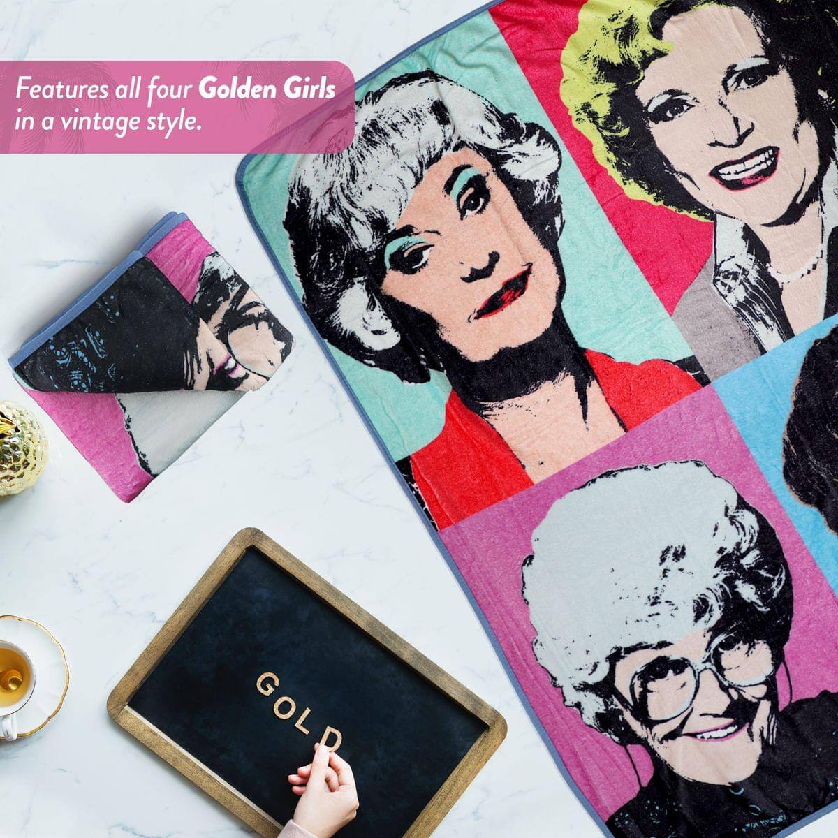 Features all four Golden Girls in a vintage style.