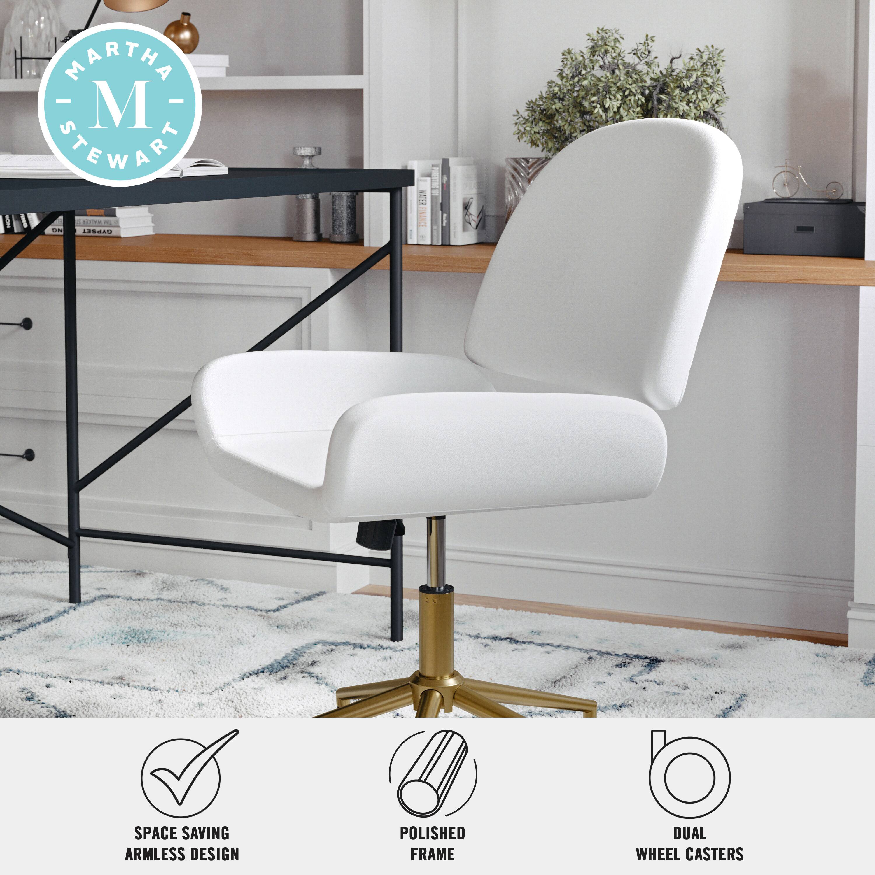 Martha Stewart - Space Saving Armless Design - Polish Frame - Dual Wheel Casters