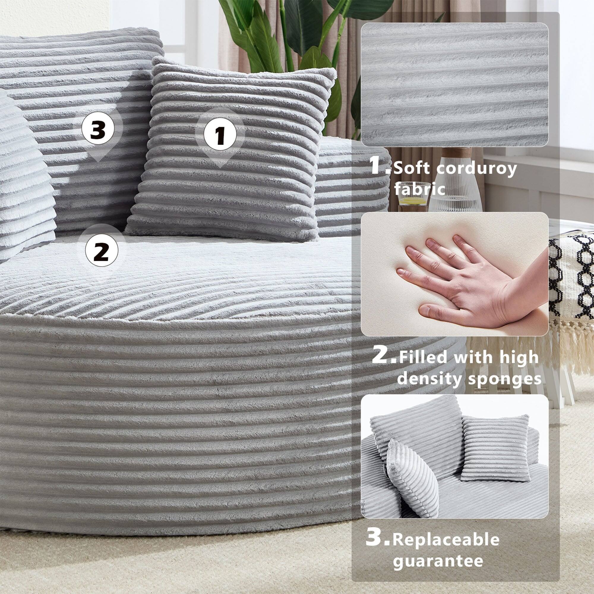 1. Soft corduroy fabric

2. Filled with high density sponges

3. Replaceable guarantee