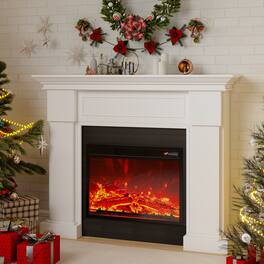 Fehokinch - 55" Electric Fireplace Mantel with Realistic 3D Flames, Remote Control & 1500W Heater - White