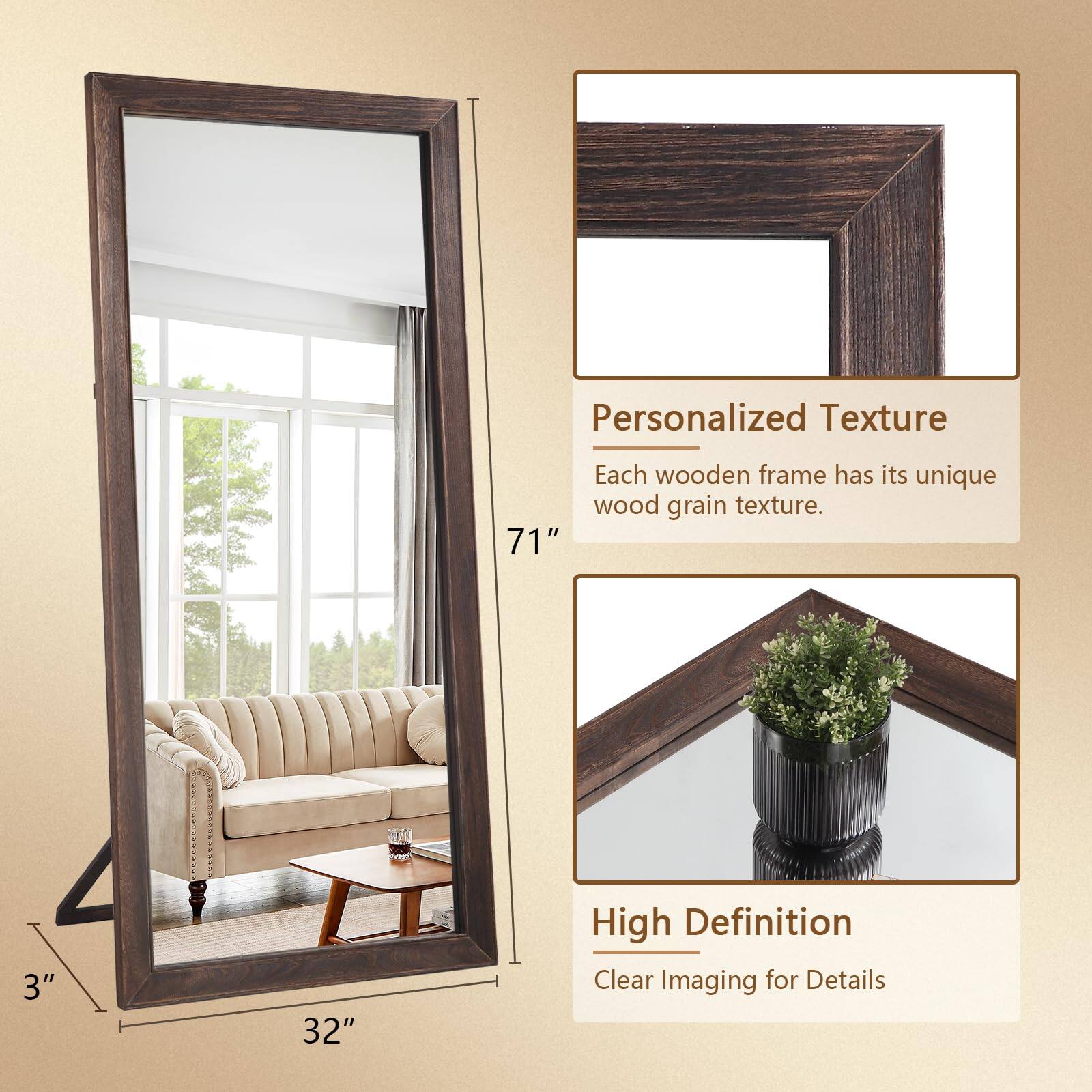 Personalized Texture  
Each wooden frame has its unique wood grain texture.

High Definition  
Clear Imaging for Details