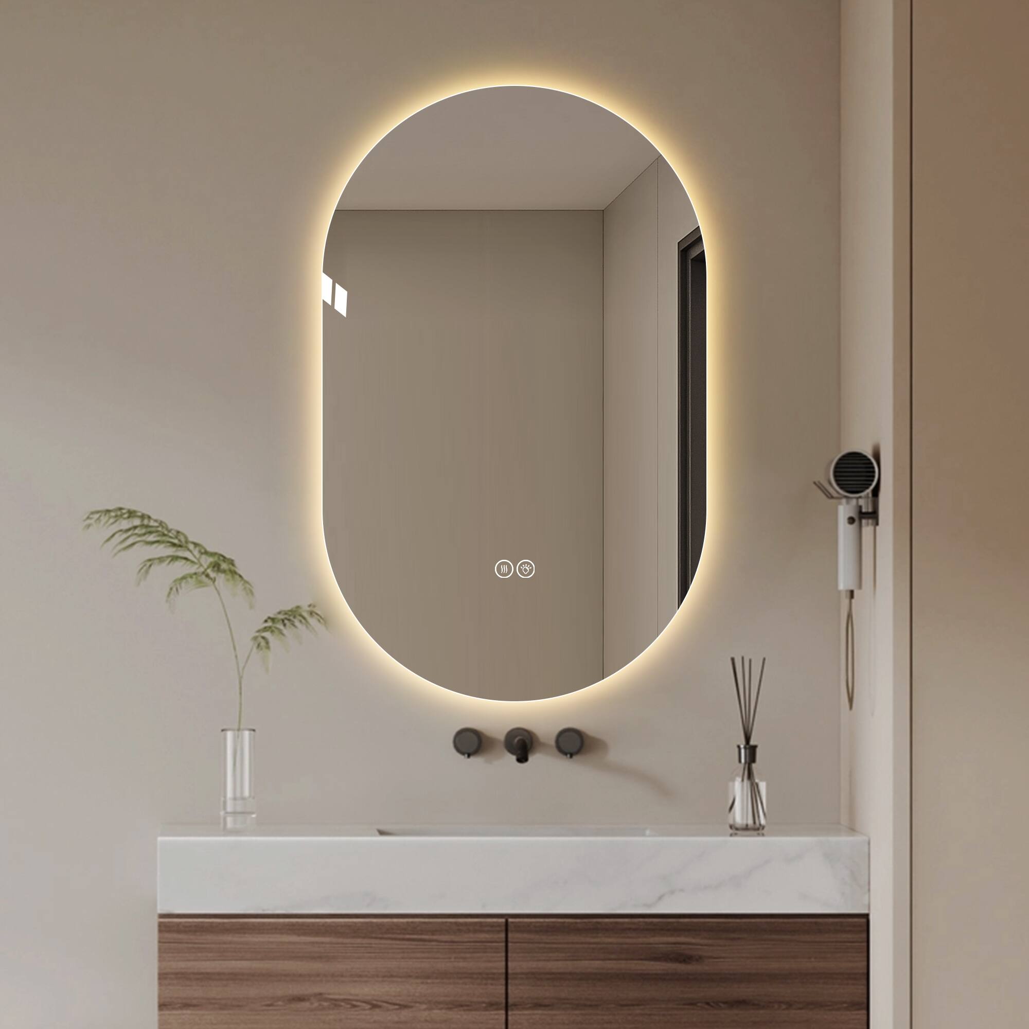 Alt View 1. Boyel Living - 48 by 30 Inch Smart Wall Mounted LED Touch Screen Anti Fog Mirror for Bathroom or Barber Shop.