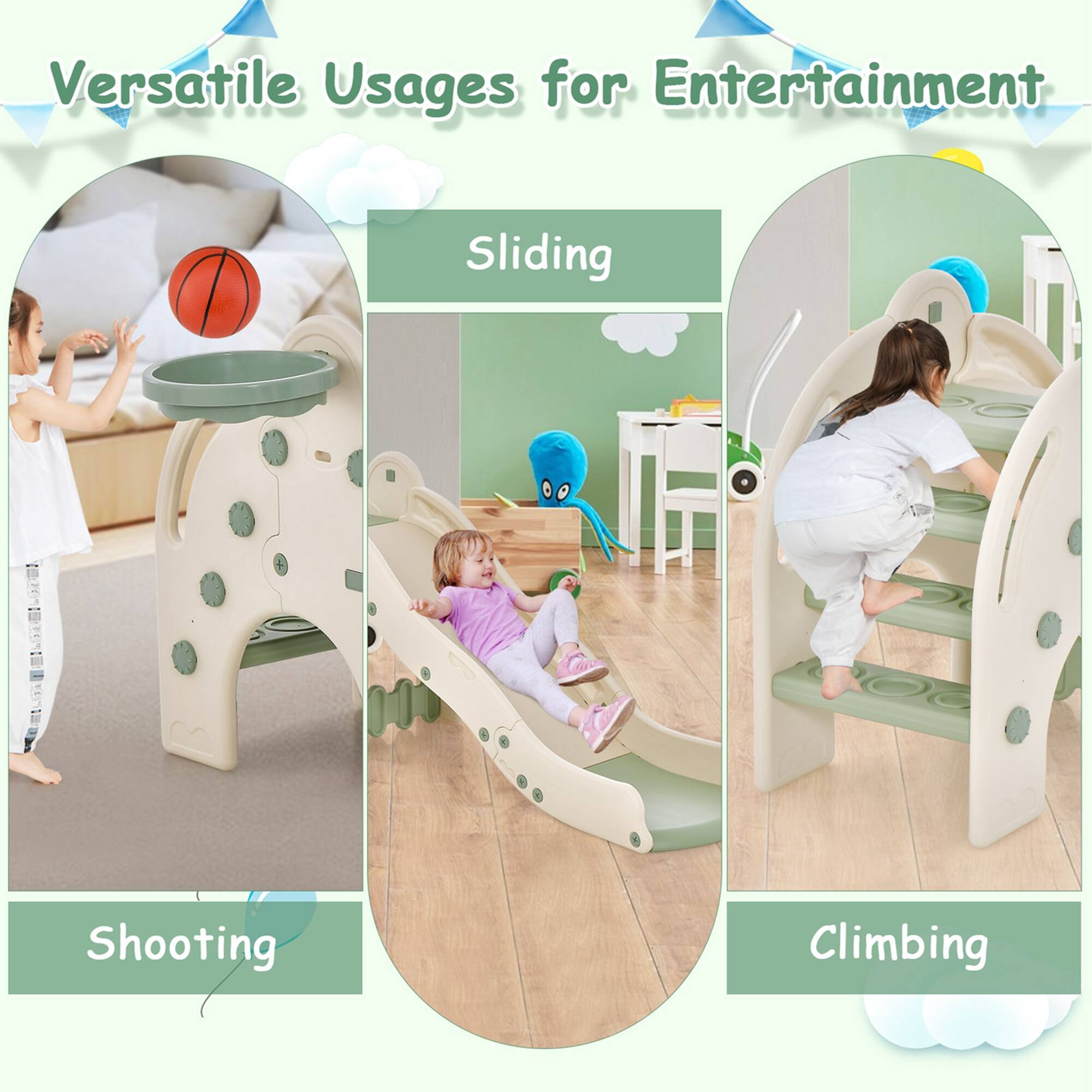 Versatile Usages for Entertainment

- Shooting
- Sliding
- Climbing