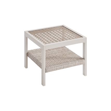 Front. Songmics Home - SONGMICS HOME Sencillo Collection - Outdoor Steel Glass Side Table, Bone Color - White.