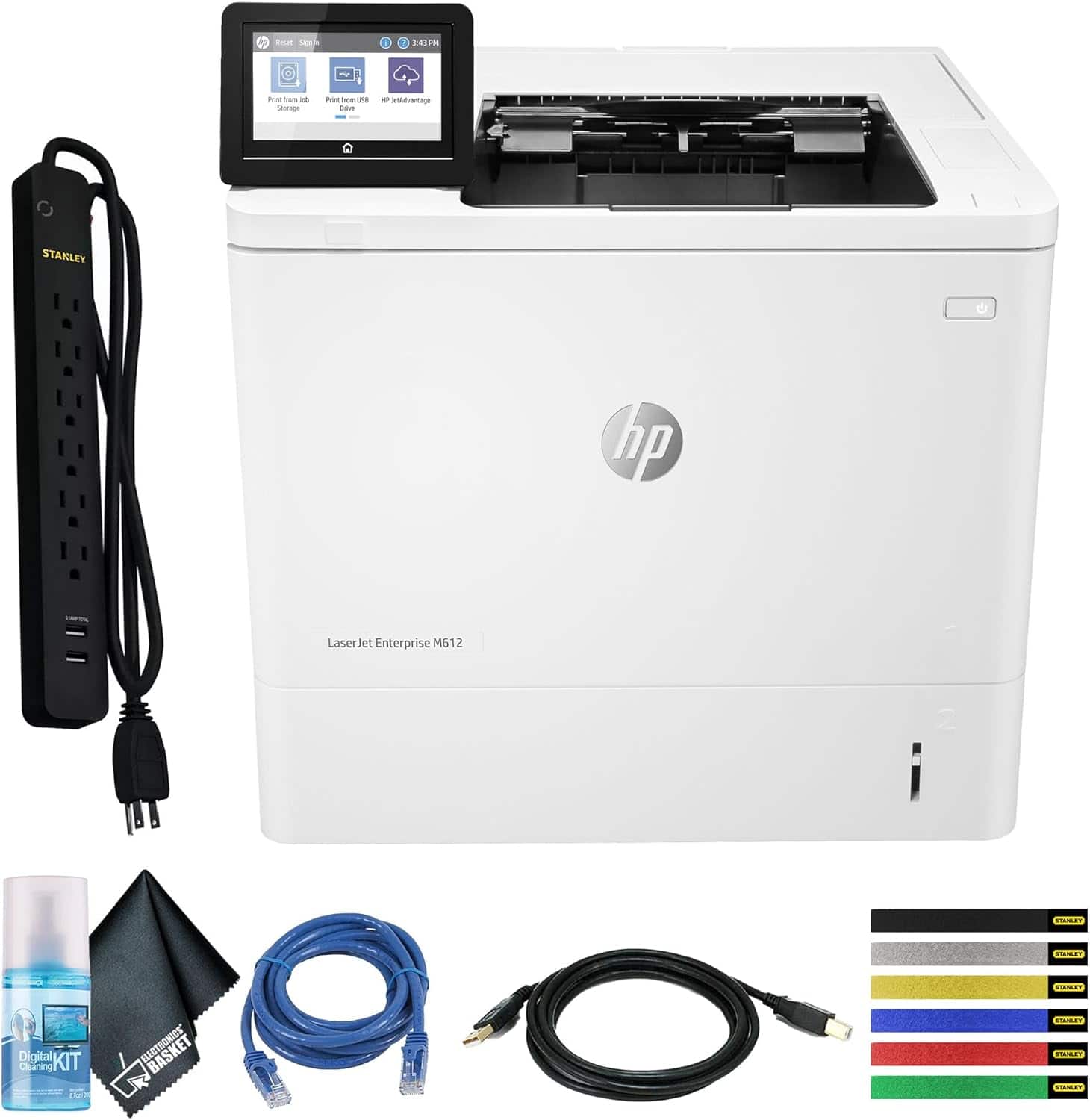 HP - LaserJet Enterprise M612dn Printer (7PS86A#BGJ) + Surge Protector + More