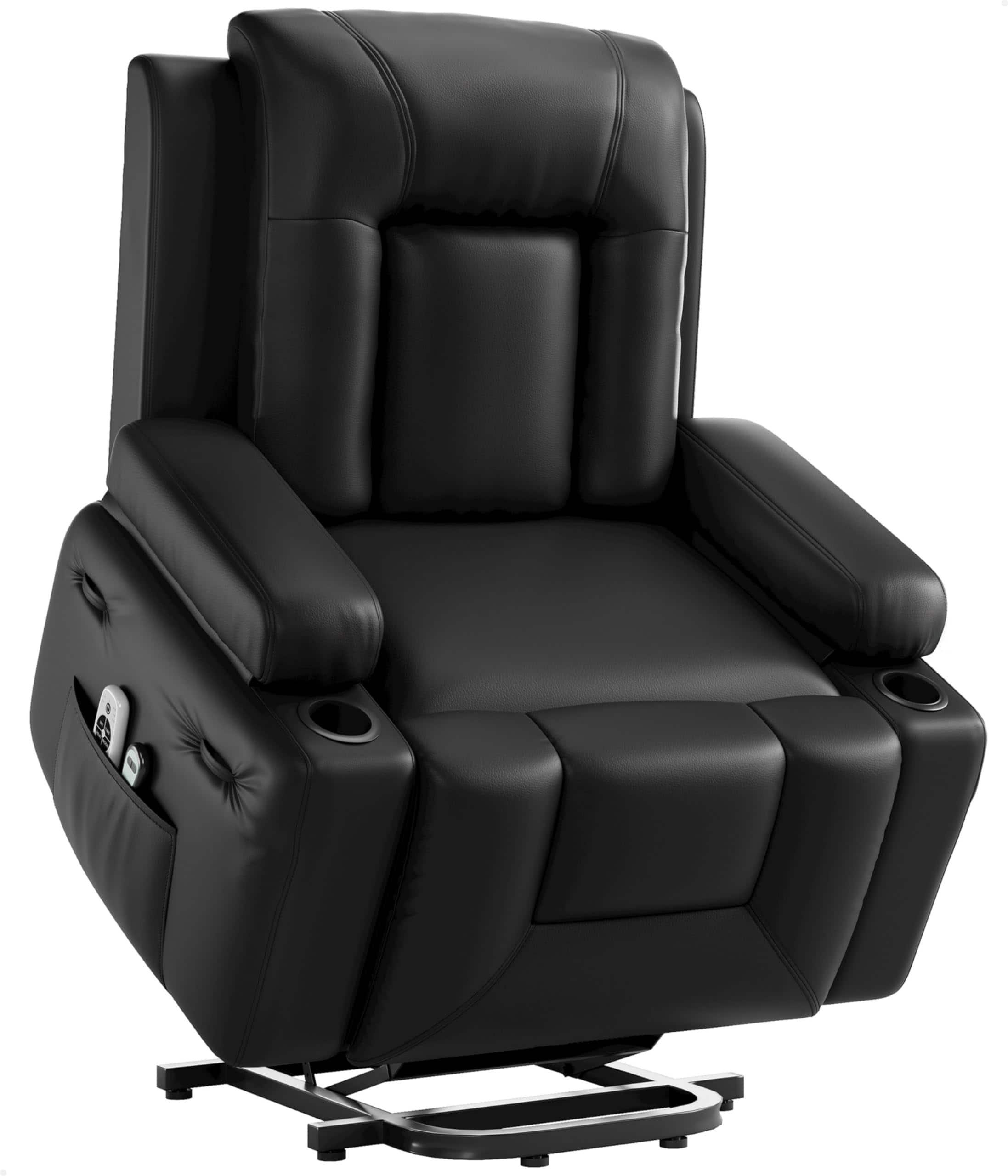 Alt View 2. Jojoka - 37.4" Electric Power Lift Recliner Chair with Heat and Massage, PU Leather Lift Chair for Elderly - Black.