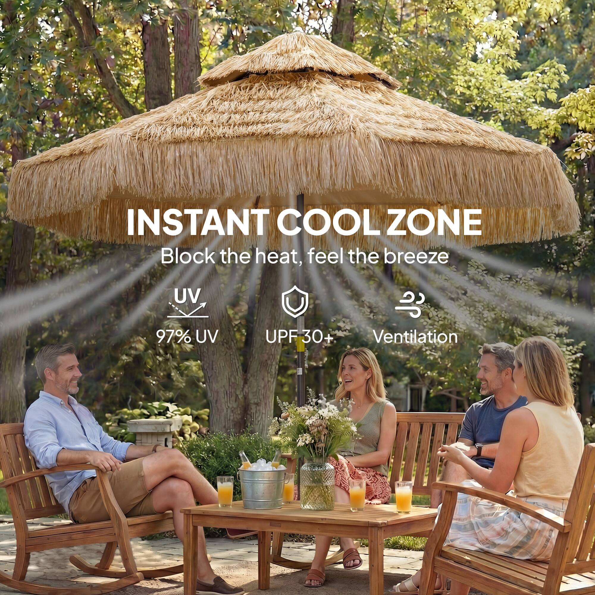 INSTANT COOL ZONE  
Block the heat, feel the breeze  
97% UV  
UPF 30+  
Ventilation