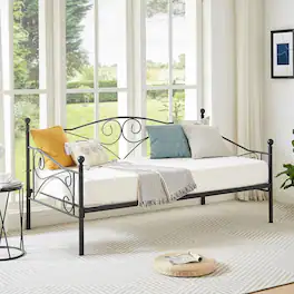 Hivvago - Twin size Classic Heavy Duty Steel Daybed Frame - Black