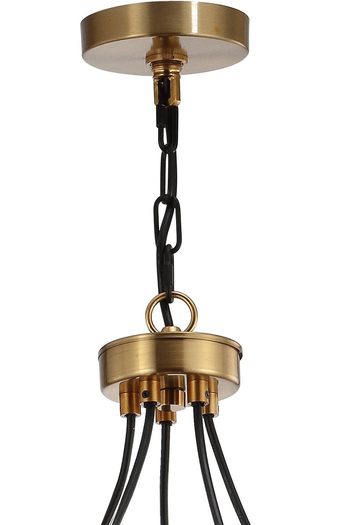 Alt View 5. Jonathan Y - Apollo 22" 5-Light Metal LED Pendant, Black/Brass Gold - Black/Brass Gold.