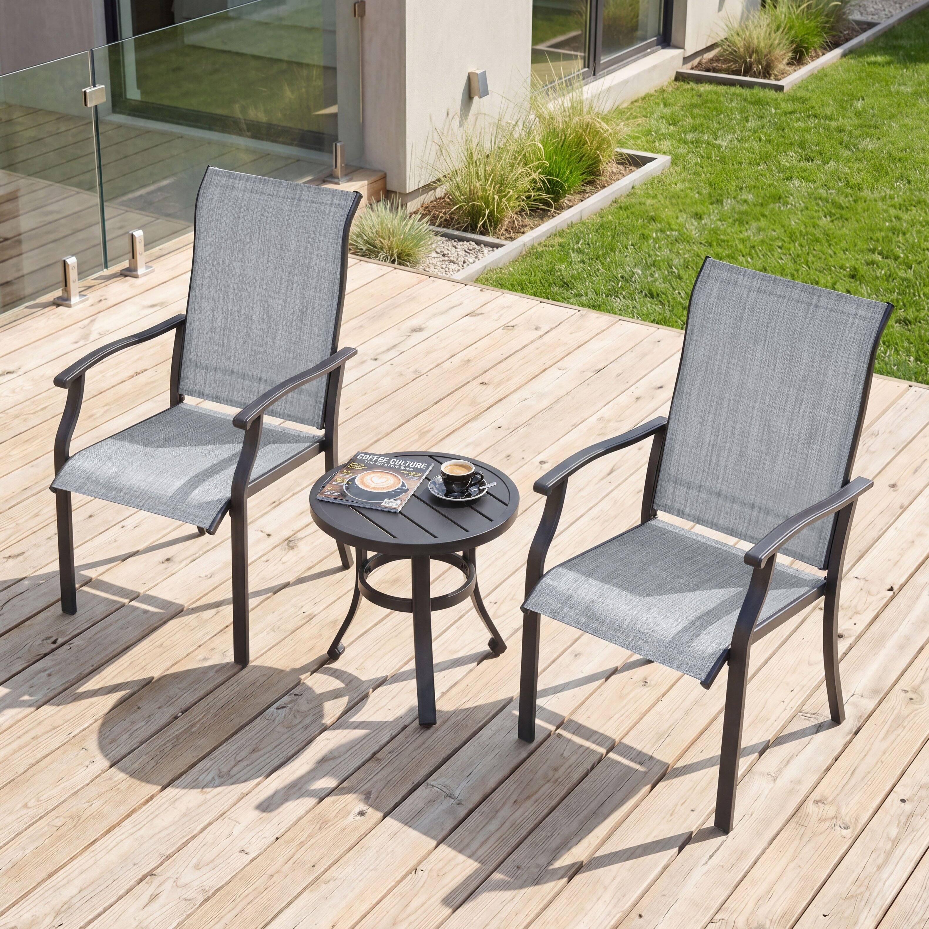 Nuu Garden 3 Piece Outdoor Bistro Set, Breathable Textilene, Durable ...