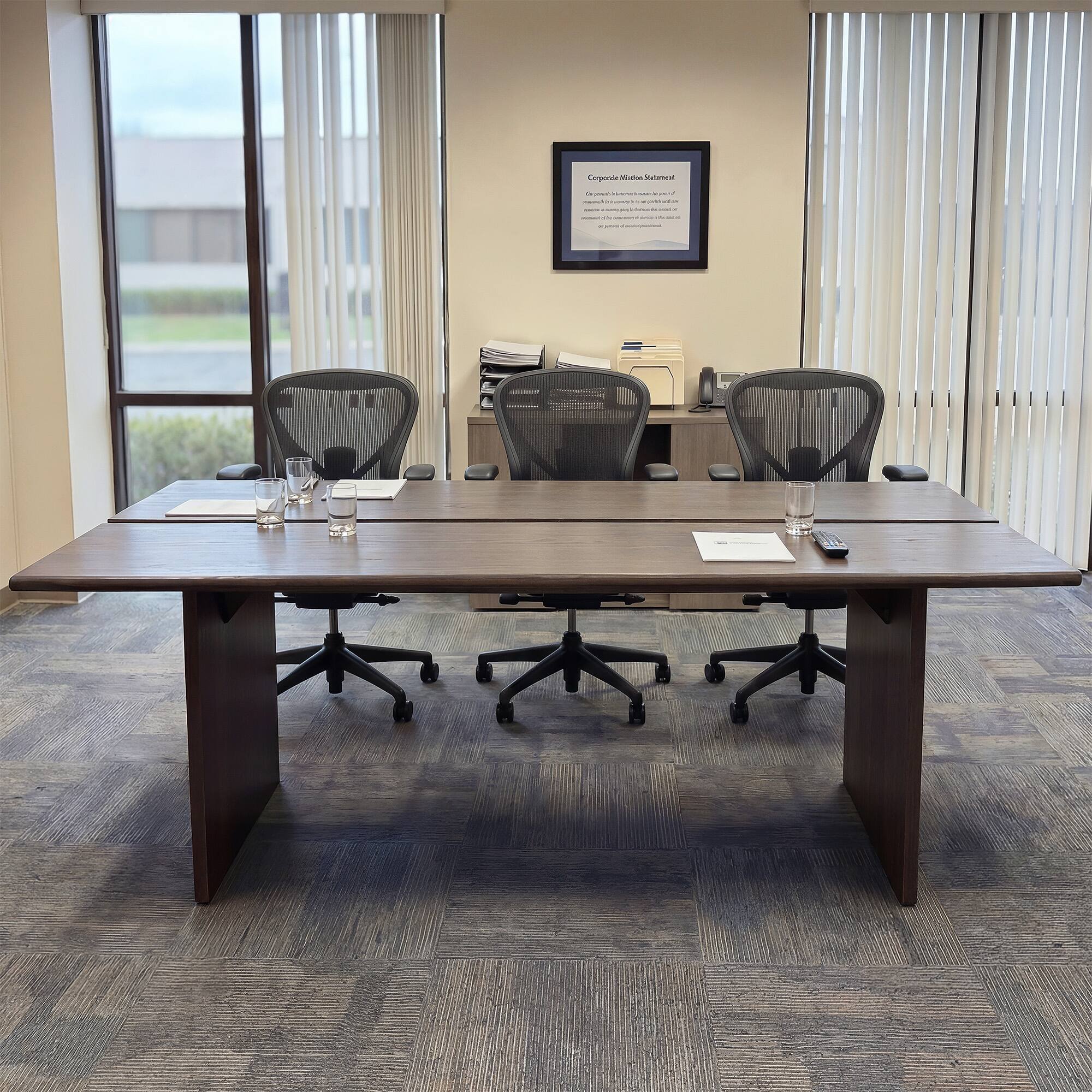 Left. Homsee - 83.8" Red Oak Veneer Dining & Conference Table – Dark Brown Desk with Cable Management, 330LBS Capacity - Oak.