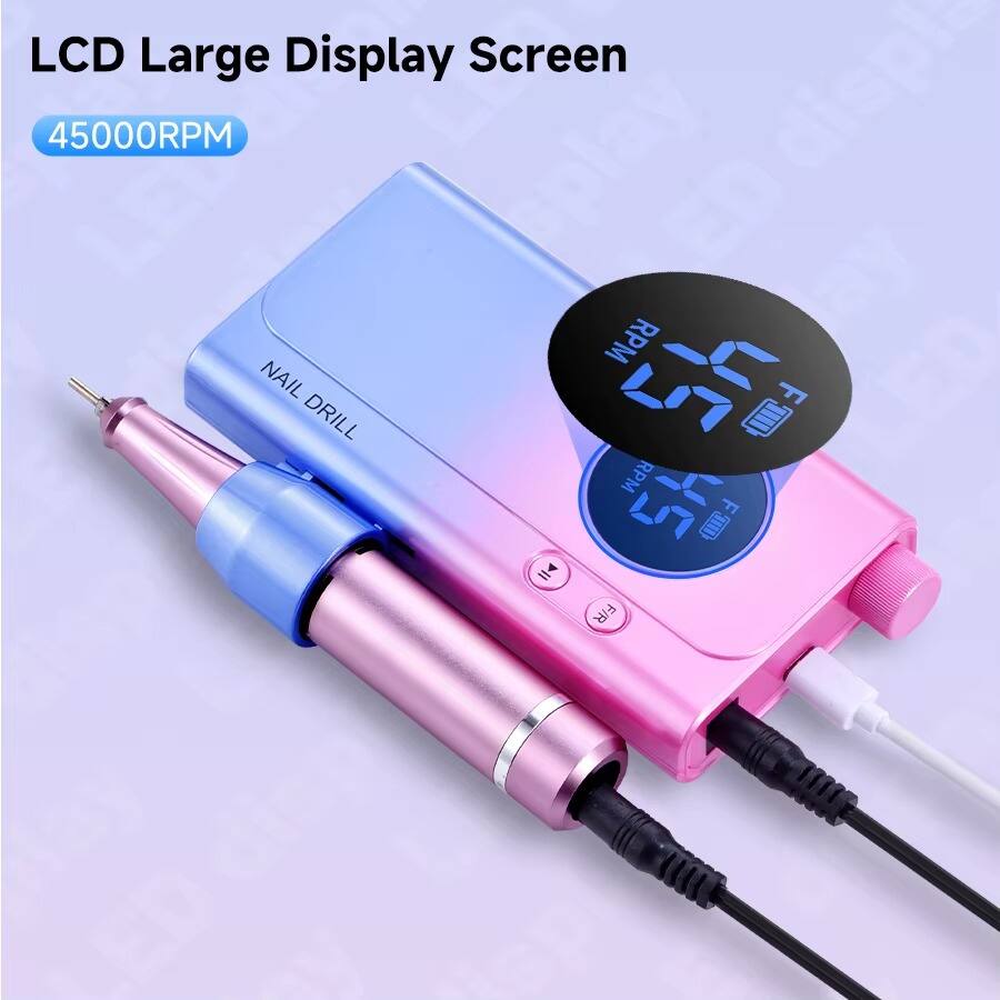 LCD Large Display Screen  
45000RPM  
NAIL DRILL  
RPM 45000  
F/R