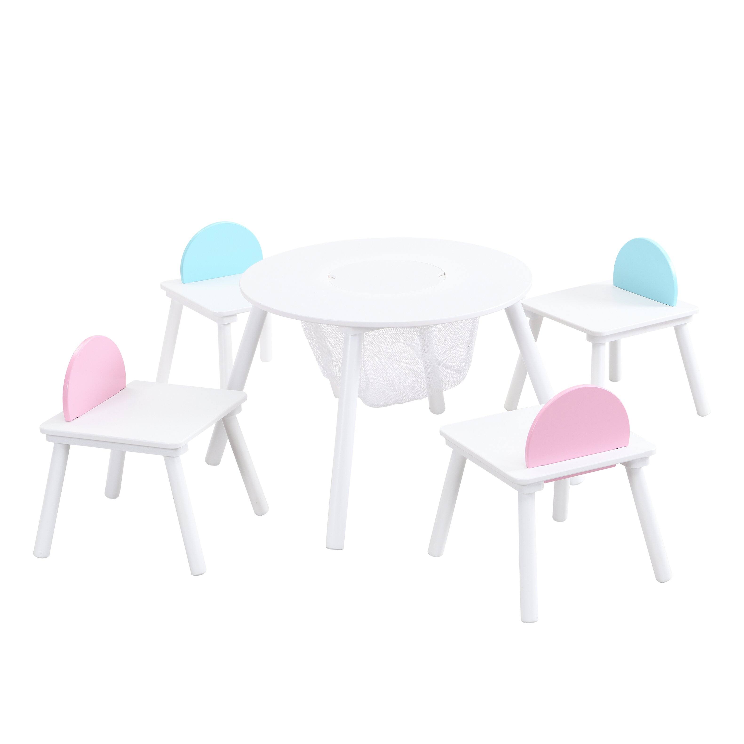 Angle. Tiramisubest - Children's panel table with 4 chairs - White.