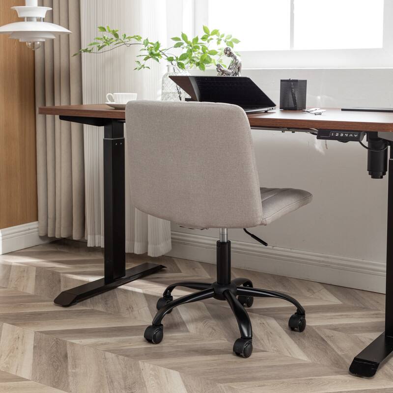 Alt View 1. HTUTWOO - Armless Office Chair, 360° Swivel Adjustable Height, Soft Breathable Fabric -for Home Office Bedroom Living Room - Gray.