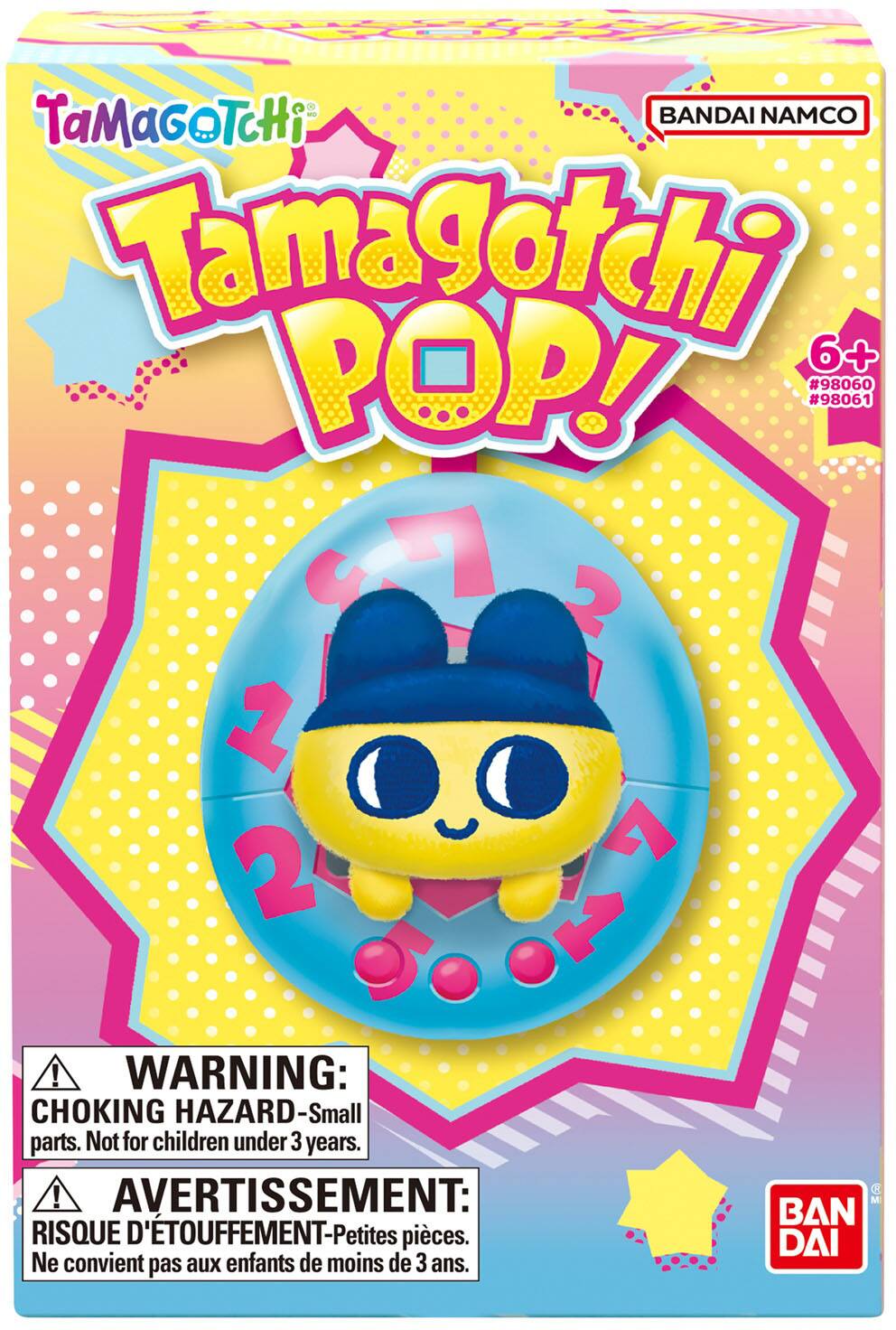 TaMaGoTcHi BANDAI NAMCO Tamagotchi POP! 6+ #98060 #98061

WARNING: CHOKING HAZARD-Small parts. Not for children under 3 years.

AVERTISSEMENT: RISQUE D'ÉTOUFFEMENT-Petites pièces. Ne convient pas aux enfants de moins de 3 ans.