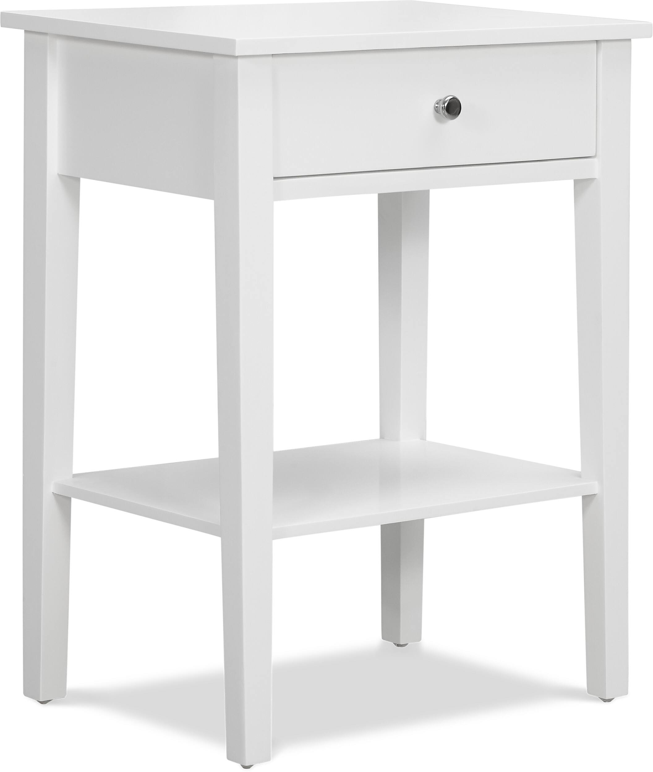 Alt View 15. Click Decor - Sloan Single Drawer Solid Wood Side Table - White.