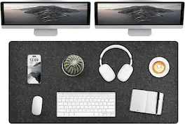 Core Tech - Felt Desk Mat 55" x 23.6" with Non-Slip Backing for Keyboard and Mouse - Dark Gray