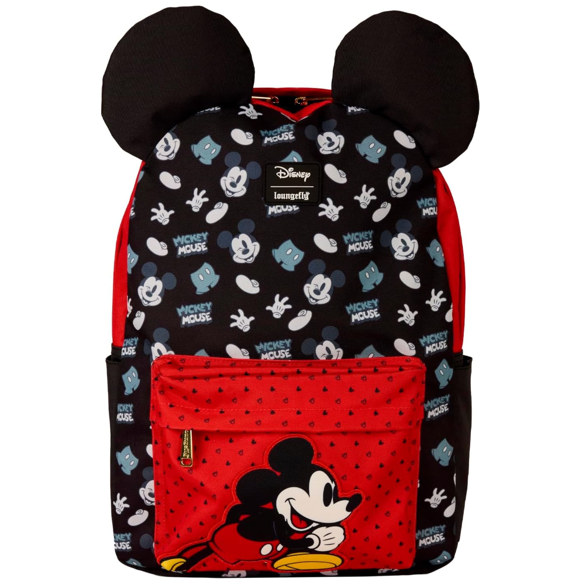 LoungeFly - Disney Mickey Mouse Nylon Full-Size Backpack for School, 17in - Multicolored